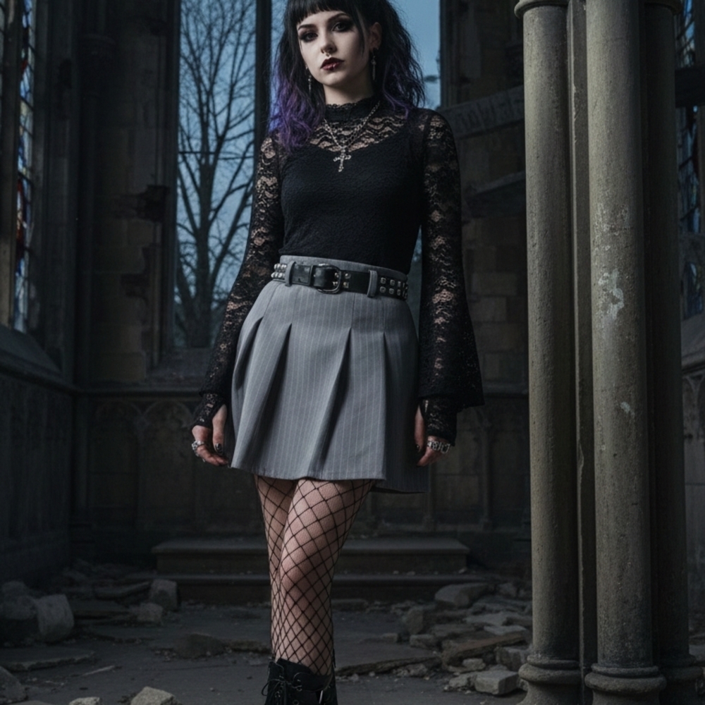 Black and Gray Mini Skirt